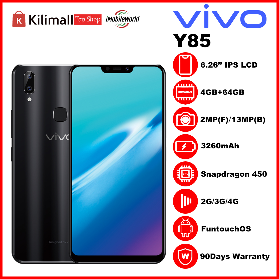 Refurbished VIVO Y85 4GB RAM 64GB ROM  6.26" 13MP+2MP 3260 mAh Dual SIM Android Smartphones/ Mobile Phones