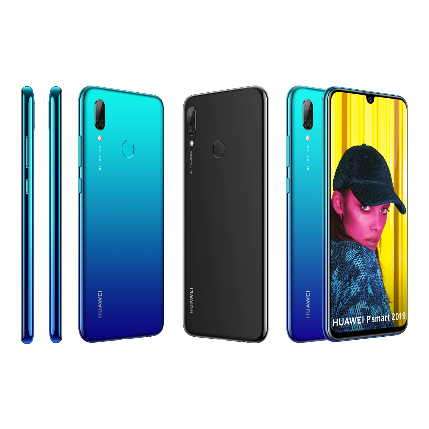 Refurbished Phone HUAWEI P smart+ 4G+128G 5.65 inches 8MP/16MP 3400mAh Black&Blue with Google Play