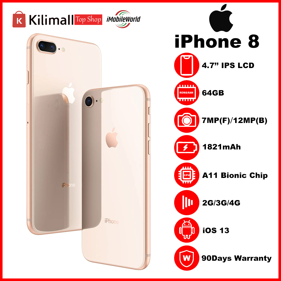 Grade A Original-Used iPhone 8 64GB with 4.7 inch IPS - 3D Touch - Fingerprint - IOS Smartphone A11 bionic processor