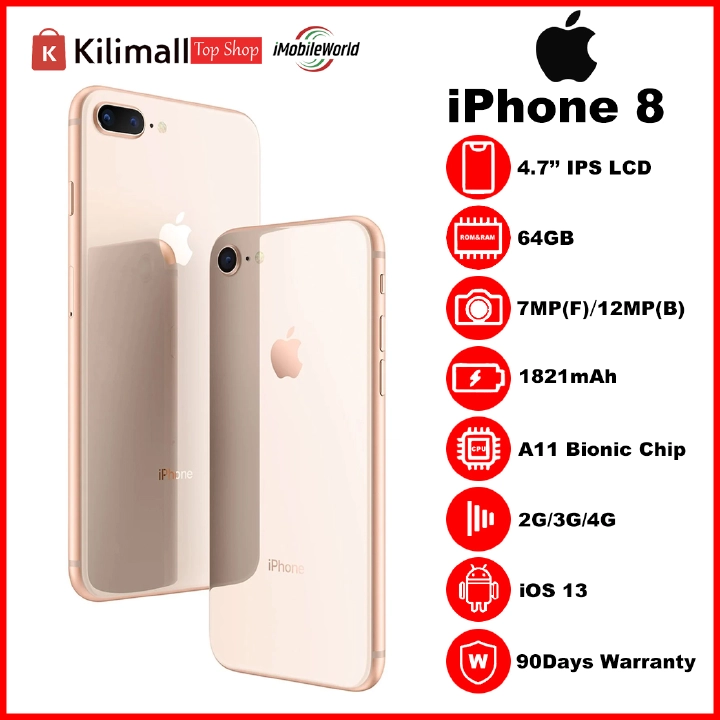 Grade A Original-Used iPhone 8 64GB with 4.7 inch IPS - 3D Touch - Fingerprint - IOS Smartphone A11 bionic processor