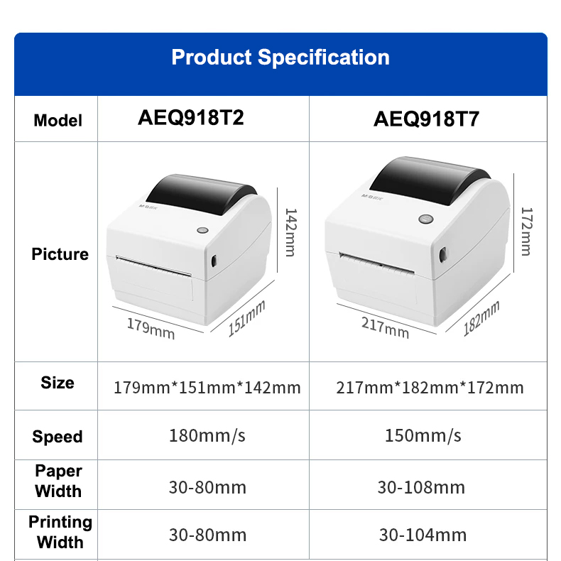 M&G AEQ918T2 Thermal Label Printer 203DPI USB Barcode Printer 80mm High-Speed Direct Thermal Printer for Express, Logistics, Warehouse and Retail