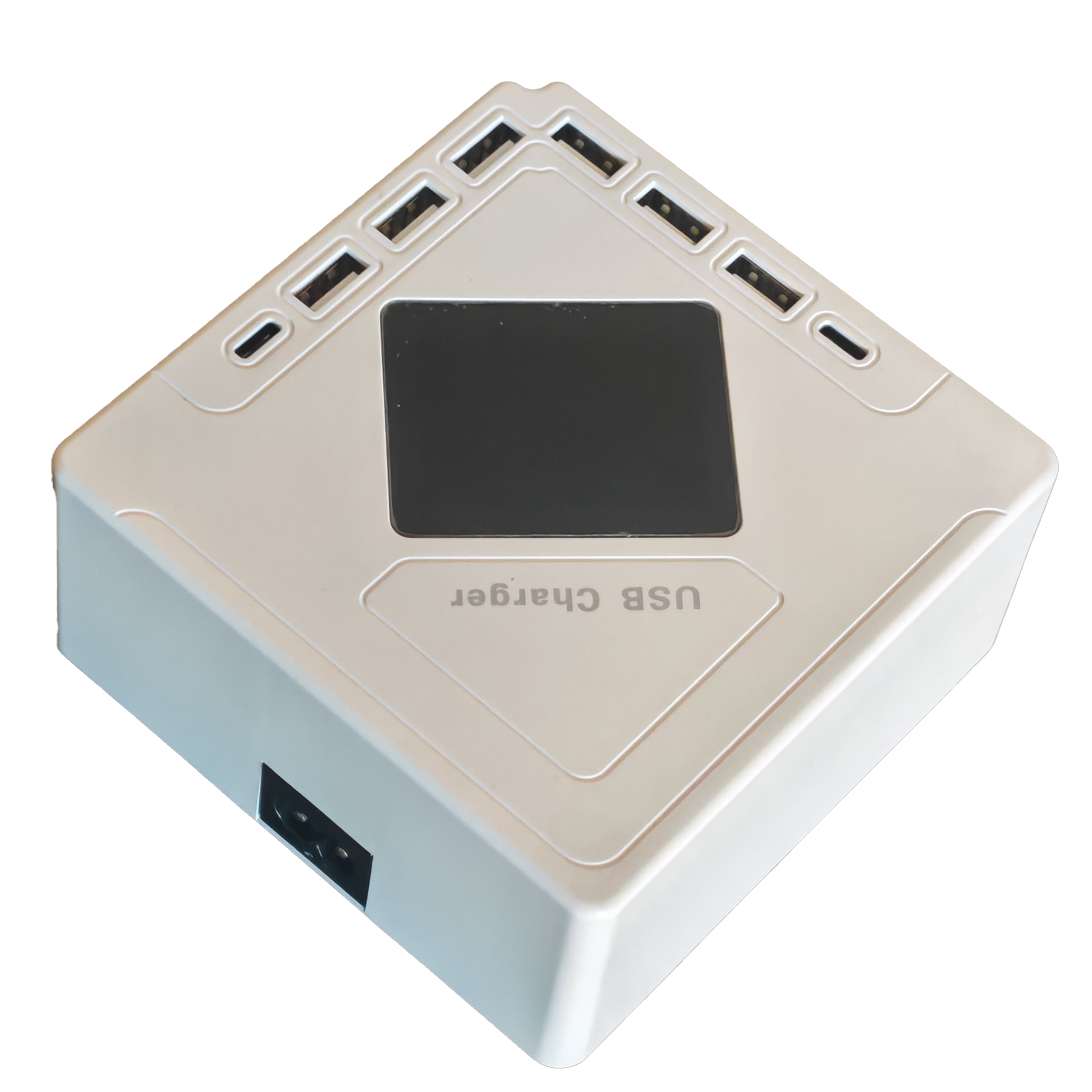 40W（MAX）6Universal USB Ports and 2 USB type C Fast Charger for Multiple Devices with Phone Holder Stand for Samsung, iPhone, iPad, Android and More-ceramic white