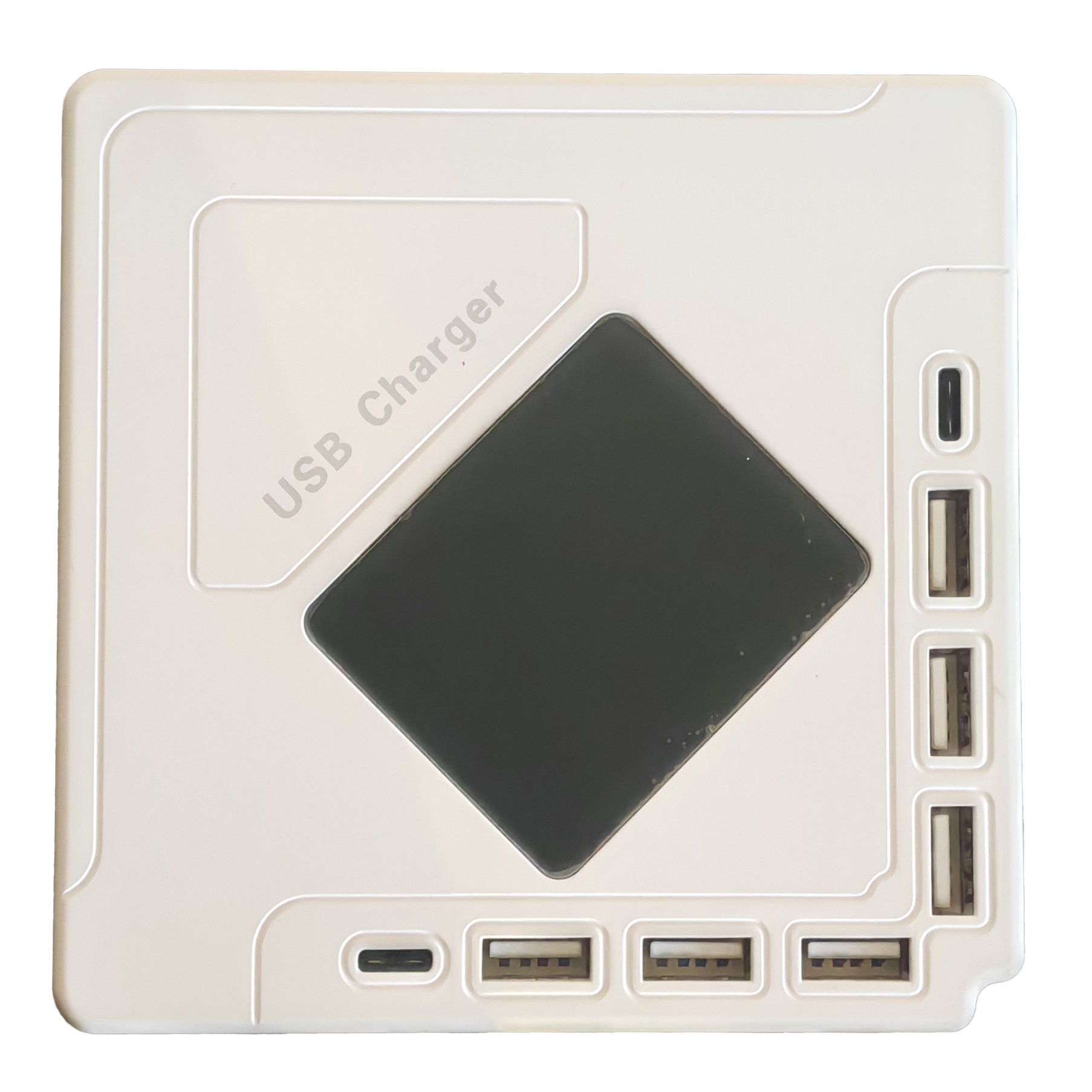 40W（MAX）6Universal USB Ports and 2 USB type C Fast Charger for Multiple Devices with Phone Holder Stand for Samsung, iPhone, iPad, Android and More-ceramic white