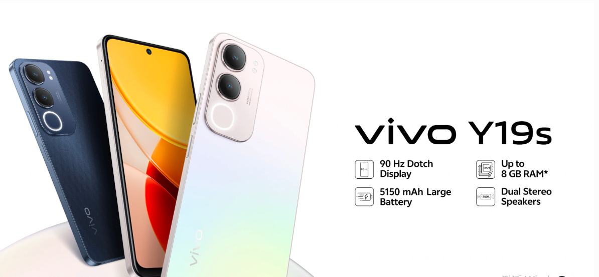 Refurbished Phone vivo Y19s （4 GB+128 GB  ）6.68-inch 90Hz display, a Unisoc Tiger T612 processor, and a large 5,500mAh battery
