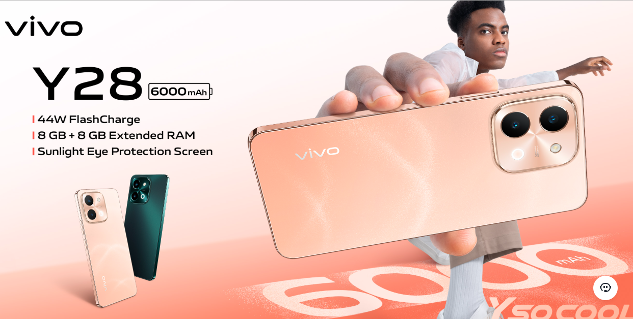 Refurbished Phone vivo Y28 (8+256GB)  featuring a 6000 mAh long-life battery, HD 50MP+2MP cameras with dynamic light