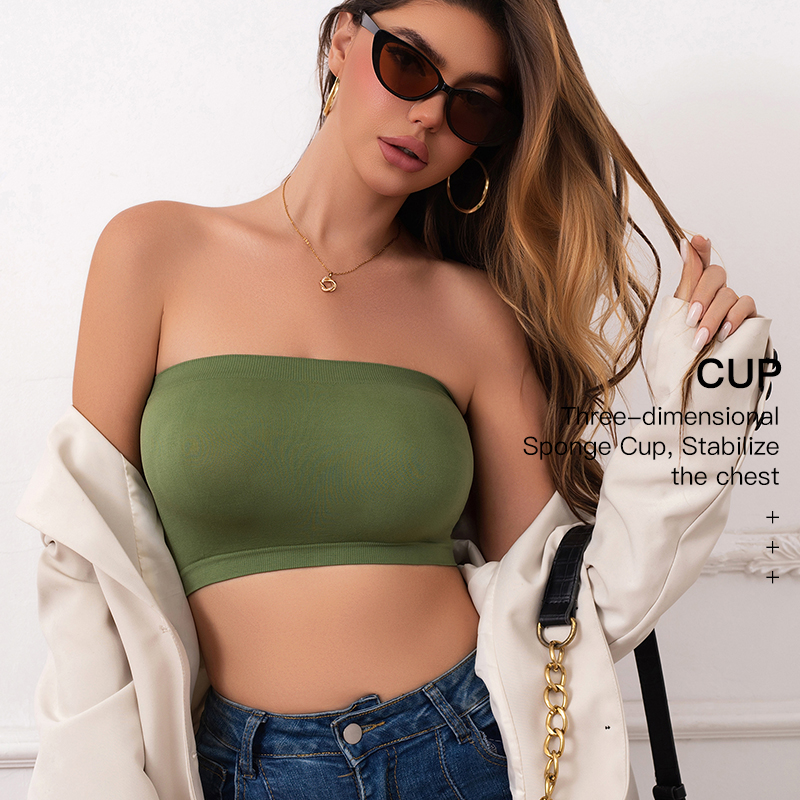 Woman clothes Seamless Strapless Tube Top Bra Women's Yoga Underwear Women Bra Breathable Knitted Intimates Beautiful Back Lingerie Half Cup Non-slip Underwear Off-the-shoulder Dress Lingerie