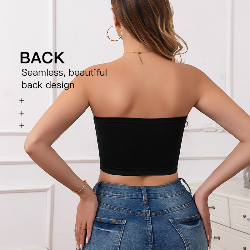 Woman clothes Seamless Strapless Tube Top Bra Women's Yoga Underwear Women Bra Breathable Knitted Intimates Beautiful Back Lingerie Half Cup Non-slip Underwear Off-the-shoulder Dress Lingerie