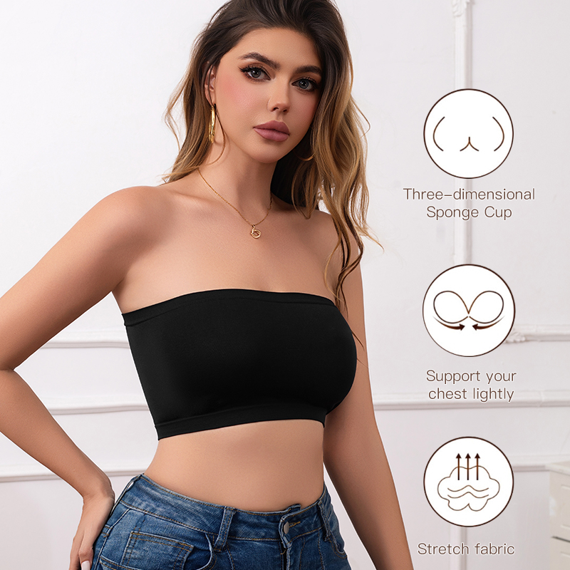 Woman clothes Seamless Strapless Tube Top Bra Women's Yoga Underwear Women Bra Breathable Knitted Intimates Beautiful Back Lingerie Half Cup Non-slip Underwear Off-the-shoulder Dress Lingerie