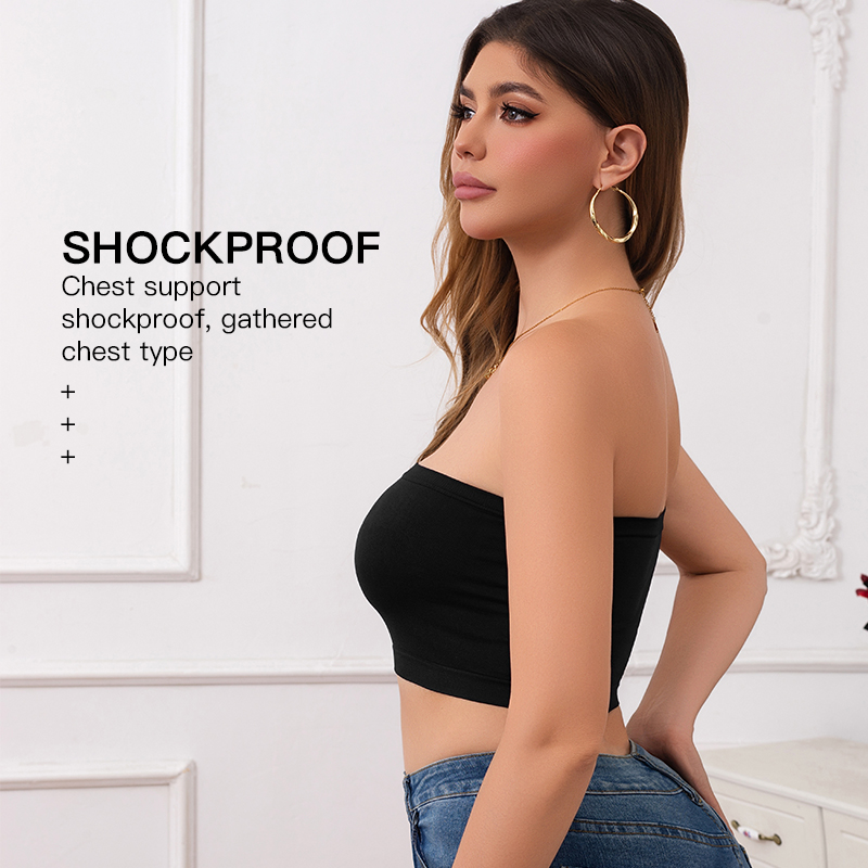 Woman clothes Seamless Strapless Tube Top Bra Women's Yoga Underwear Women Bra Breathable Knitted Intimates Beautiful Back Lingerie Half Cup Non-slip Underwear Off-the-shoulder Dress Lingerie