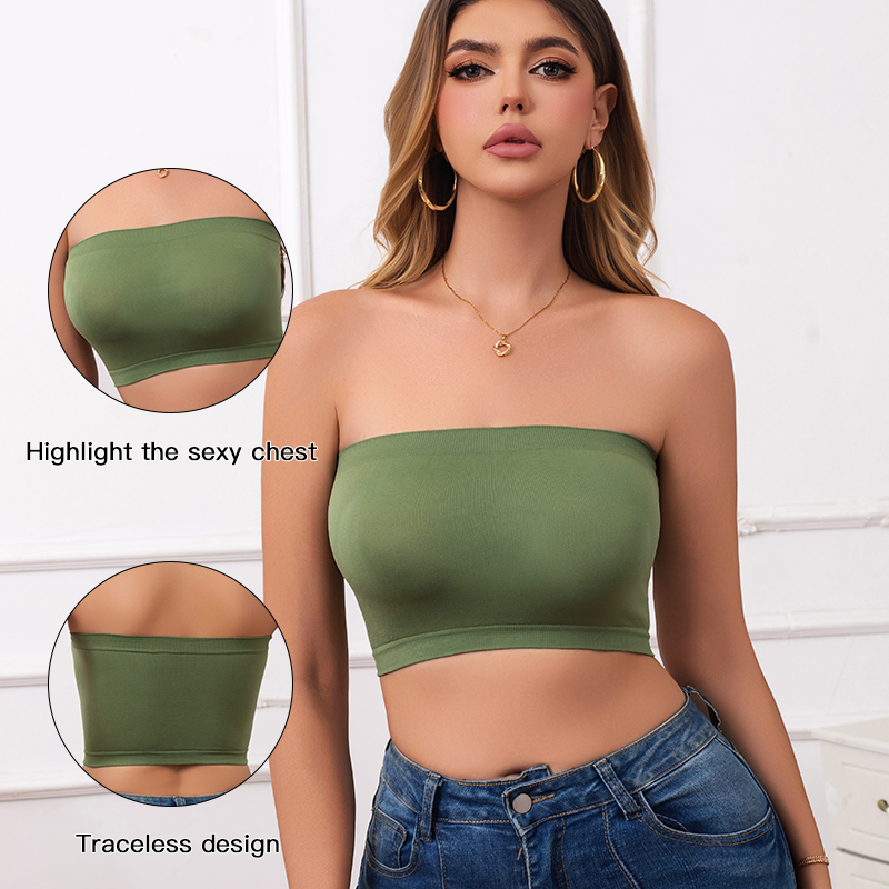 Woman clothes Seamless Strapless Tube Top Bra Women's Yoga Underwear Women Bra Breathable Knitted Intimates Beautiful Back Lingerie Half Cup Non-slip Underwear Off-the-shoulder Dress Lingerie