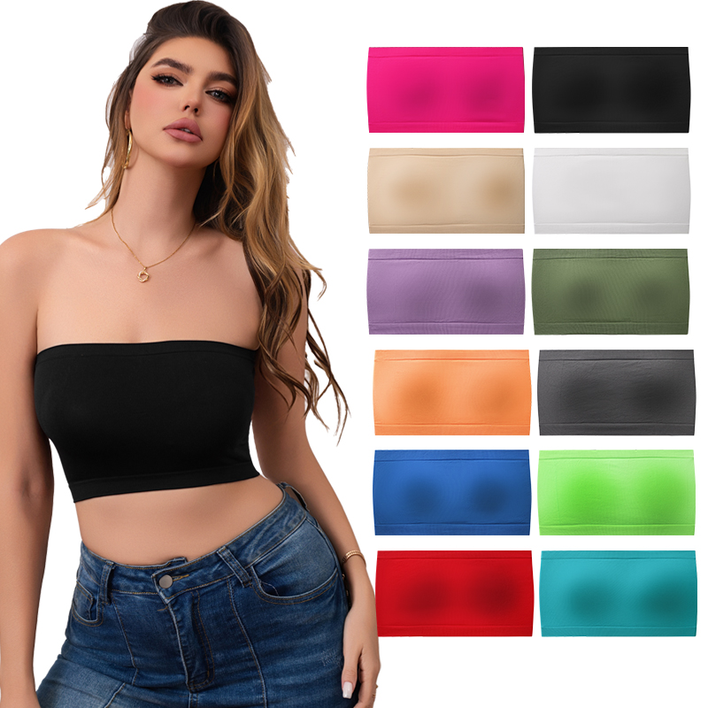 Woman clothes Seamless Strapless Tube Top Bra Women's Yoga Underwear Women Bra Breathable Knitted Intimates Beautiful Back Lingerie Half Cup Non-slip Underwear Off-the-shoulder Dress Lingerie