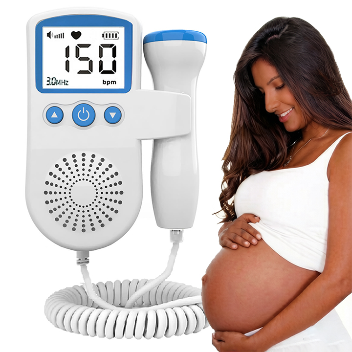 Fetal Doppler Ultrasound Baby Heartbeat Prenatal Detector Home Pregnant Heart Rate Monitor Detector Pulse Meter Backlight LCD Probe Baby Heart Beat Monitor Prenatal Monitoring Devices