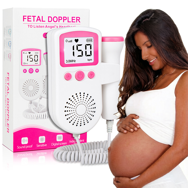 Fetal Doppler Ultrasound Baby Heartbeat Prenatal Detector Home Pregnant Heart Rate Monitor Detector Pulse Meter Backlight LCD Probe Baby Heart Beat Monitor Prenatal Monitoring Devices