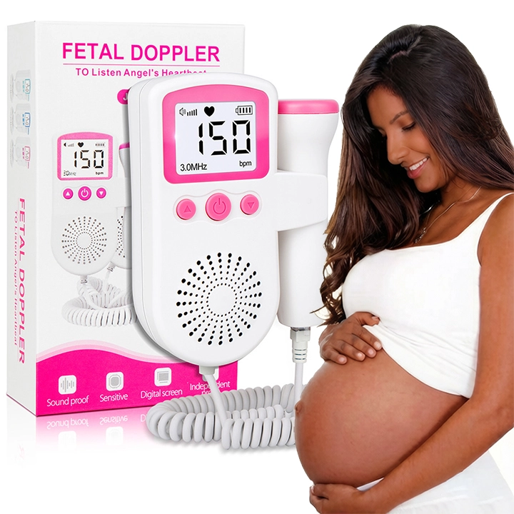 Fetal Doppler Ultrasound Baby Heartbeat Prenatal Detector Home Pregnant Heart Rate Monitor Detector Pulse Meter Backlight LCD Probe Baby Heart Beat Monitor Prenatal Monitoring Devices