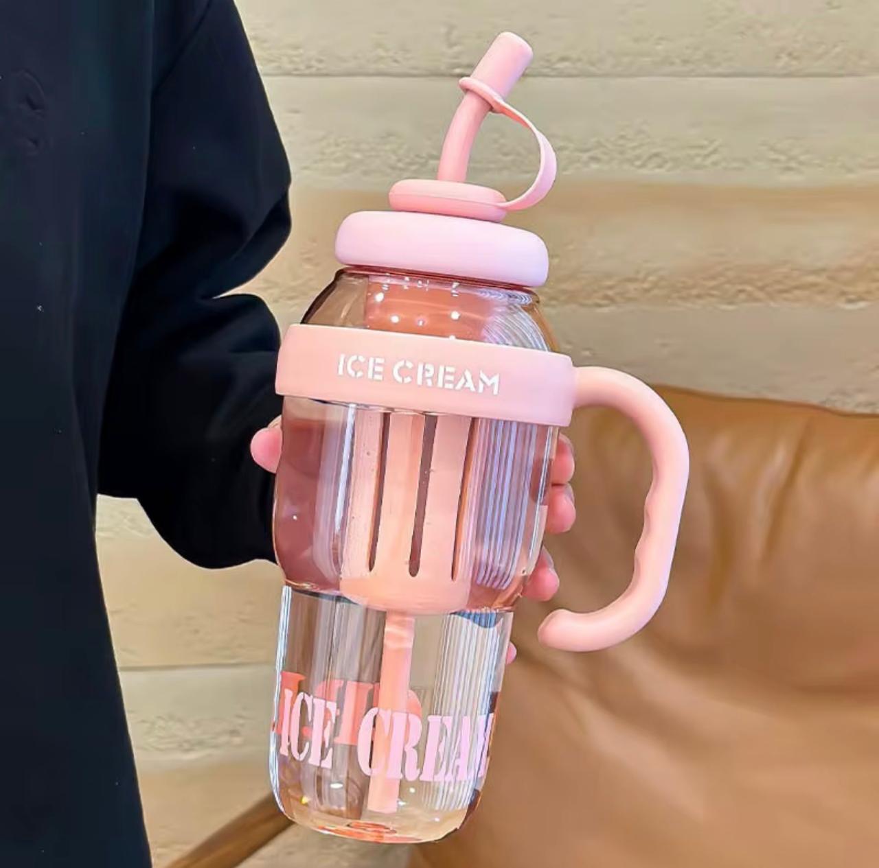 OFFER!! Large 1300ml plastic water bottle with leakproof straw cute portable drink cup