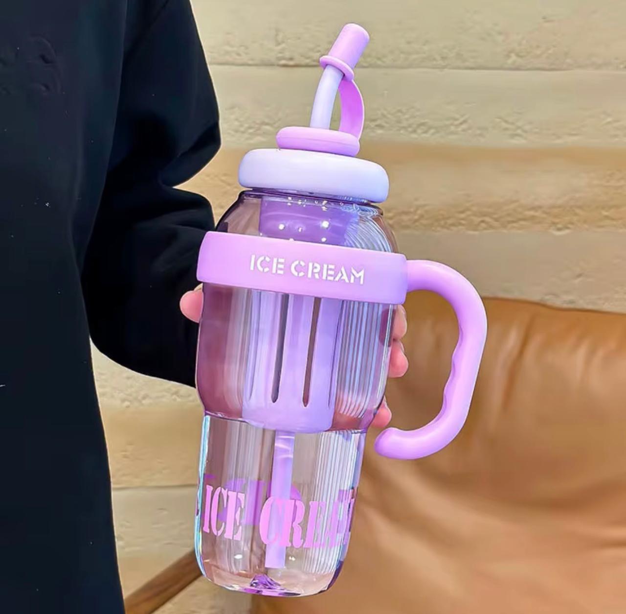 OFFER!! Large 1300ml plastic water bottle with leakproof straw cute portable drink cup
