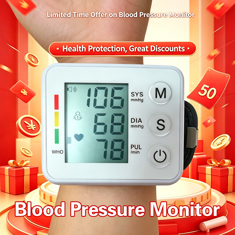 Blood Pressure Monitors Portable LCD Digital Upper Arm Measuring Tool Fully Automatic High-precision Medical Equipment Heart Rate Pulse Meter Sphygmomanometer Tensiometer Health Monitors