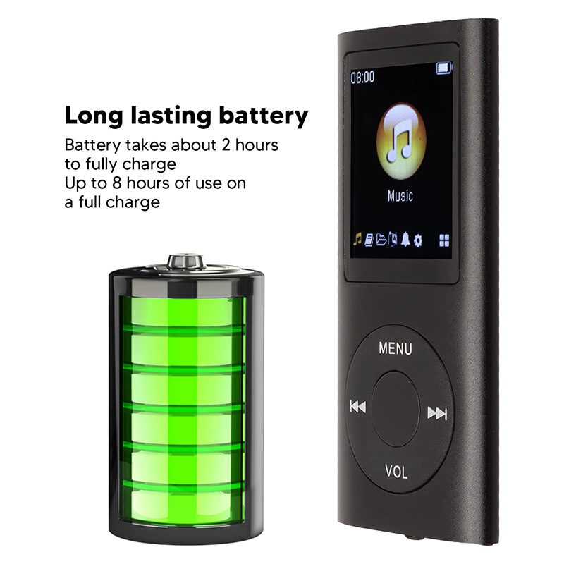 3PCS【MP4 Player+16GB Memory Card+Wired Earphones】Classic 4th Gen MP3 MP4 Player 1.8 Inch HD Display Portable Music Video Player E-Book Student Walkman Includes a 16GB Memory Card — Large Capacity