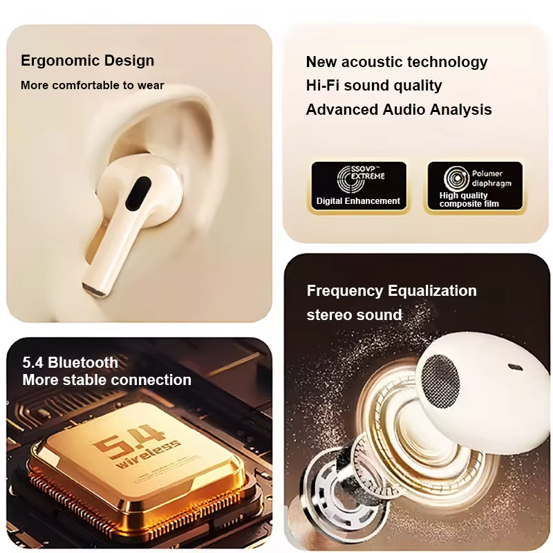 Wireless Bluetooth 5.4 Earphone Gaming Earpods With Mic Bass Audio Sound 9D Stereo Music HiFi Headset Sports Noise Reduction Earbuds For Gamer All Phones