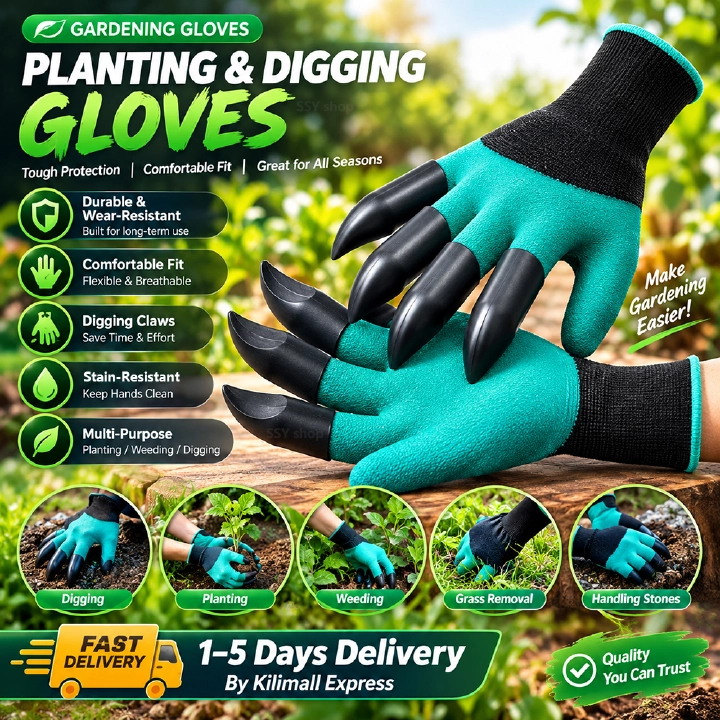Gardening Gloves With Claws Breathable Digging Gloves Garden Vegetable Gardening Industry Planting Non-slip Wear-resistant Waterproof Rubber Work Gloves With Claws Cigging Planting Tools