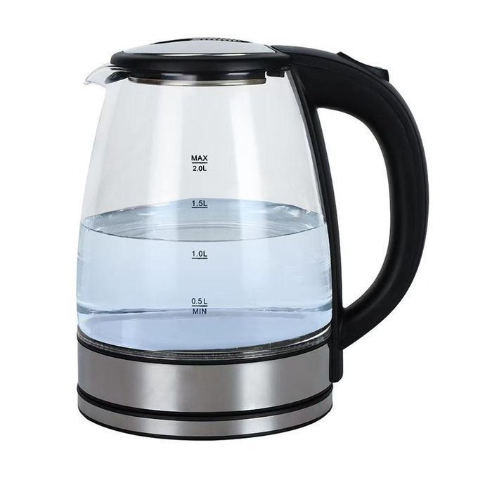 Glass Cordless Kettle 2 Liters -Black.Large Capacity Electric Water Kettle Household Hot Water Boiler with Automatic Shut Off Convenient Detachable Base for Tea Kitchen Kettle UK Plug