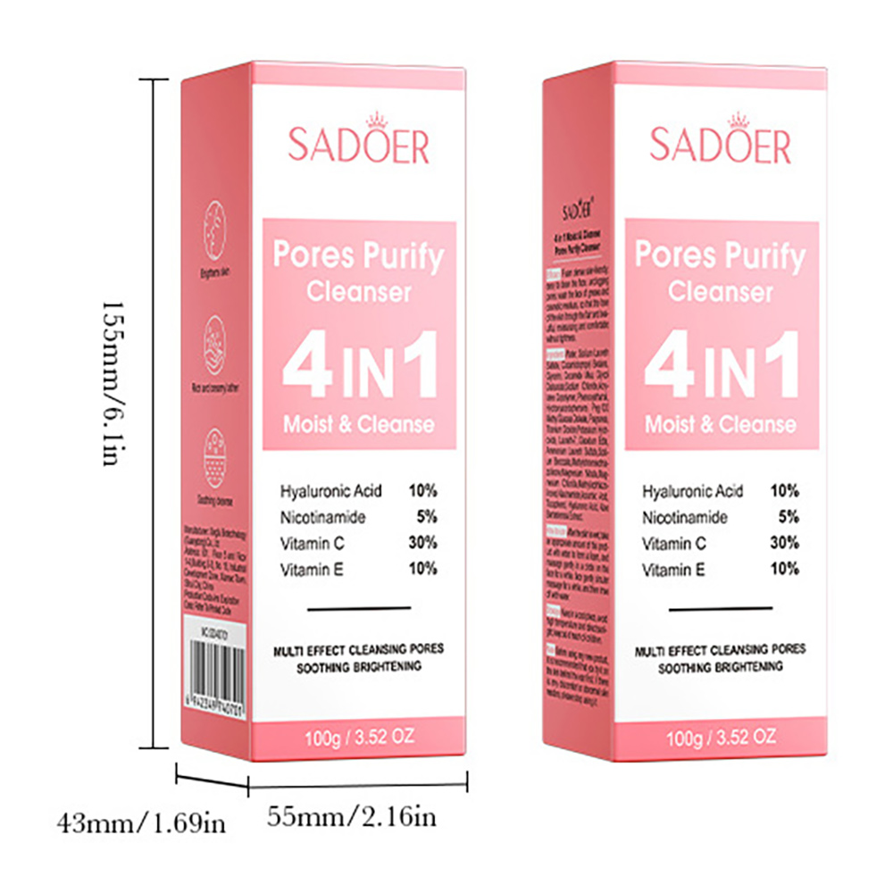SADOER 5 Pieces Set of 4 in 1 Vitamin C (30%) Face Serum, + Cleanser + Face Cream + Peelingf off Mask + Sunscreen SPF 50, Has Hyaluronic Acid, Nicotinamide Vitamin C and Vitamin E for Face Brightening