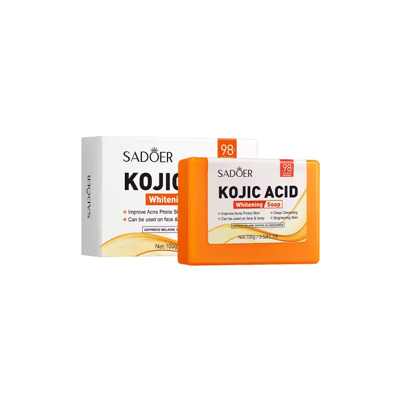 Kojic Soap 3 Pieces SADOER Kojic Acid Whitening Soap, Deep Cleansing, Skin Brightening Like Vitamin C, Improve Acne Prone Skin, For Face and Body Skin Care