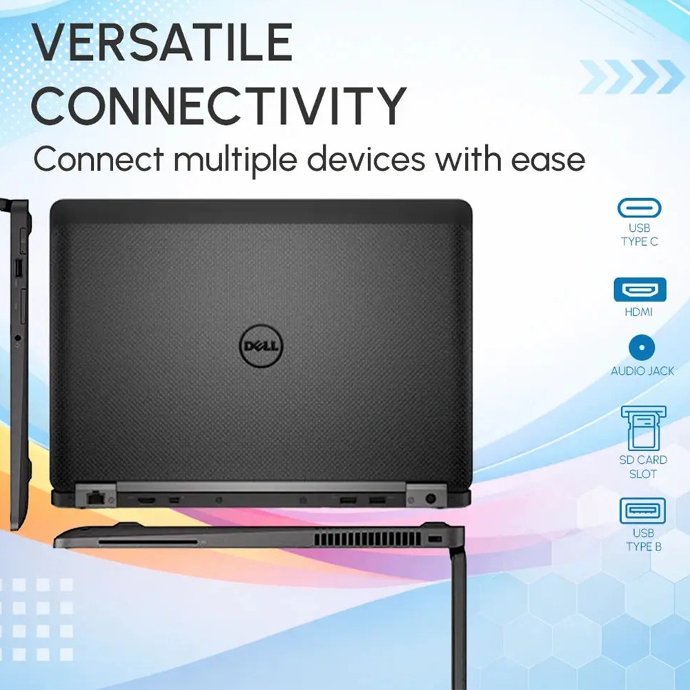 Refurbished Dell Latitude e7470 with an Intel Core i7 6th gen 8 GB ram 256 GB SSD provide SSD 14 inch offering strong performance for daily office and web browsing tasks for notebook laptop