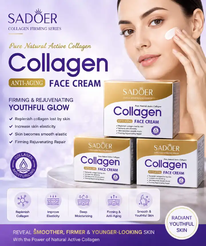 SADOER Collagen Face Cream 50g | Anti-Aging Face Moisturizer | Firming & Lifting Cream | Collagen Skin Repair Cream | Hydrating & Rejuvenating Skincare for Youthful Glowing Skin