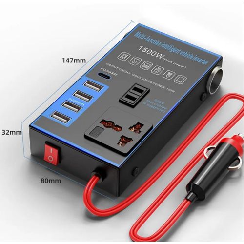 1500W Car Power 12V 24V To 220V Mobile Phone USB Charging Socket Auto Charger Converter Adapter
