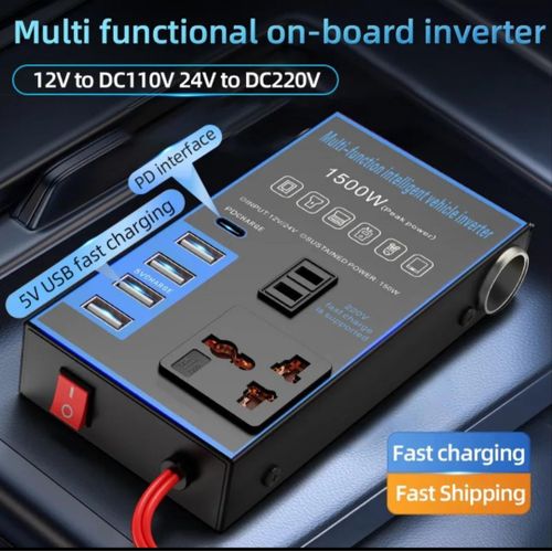 1500W Car Power 12V 24V To 220V Mobile Phone USB Charging Socket Auto Charger Converter Adapter