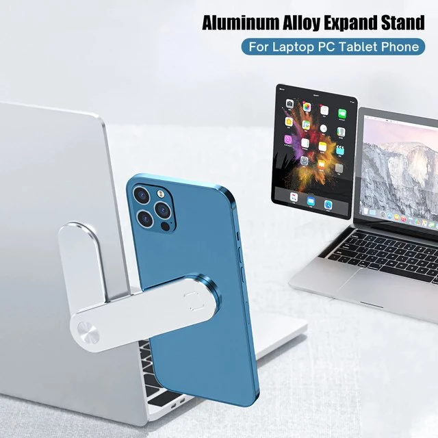 2-in-1 Magnetic Laptop Side Mount Screen Holder – Adjustable Dual Monitor Extension Clip with Phone & Tablet Stand Support for Office, Study & Productivity Setup (Black)