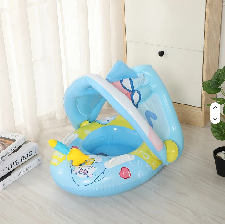 Kids Swimming Float Ring with Canopy PVC Inflatable – Baby Pool Floater, Sunshade Cover, Safe Comfortable Seat, Durable Leak-Proof Design, Fun Water Play Toy for Children, On OfferHot Selling