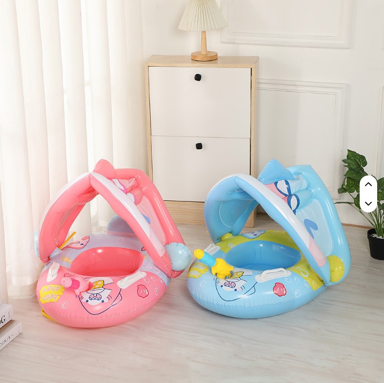 Kids Swimming Float Ring with Canopy PVC Inflatable – Baby Pool Floater, Sunshade Cover, Safe Comfortable Seat, Durable Leak-Proof Design, Fun Water Play Toy for Children, On OfferHot Selling