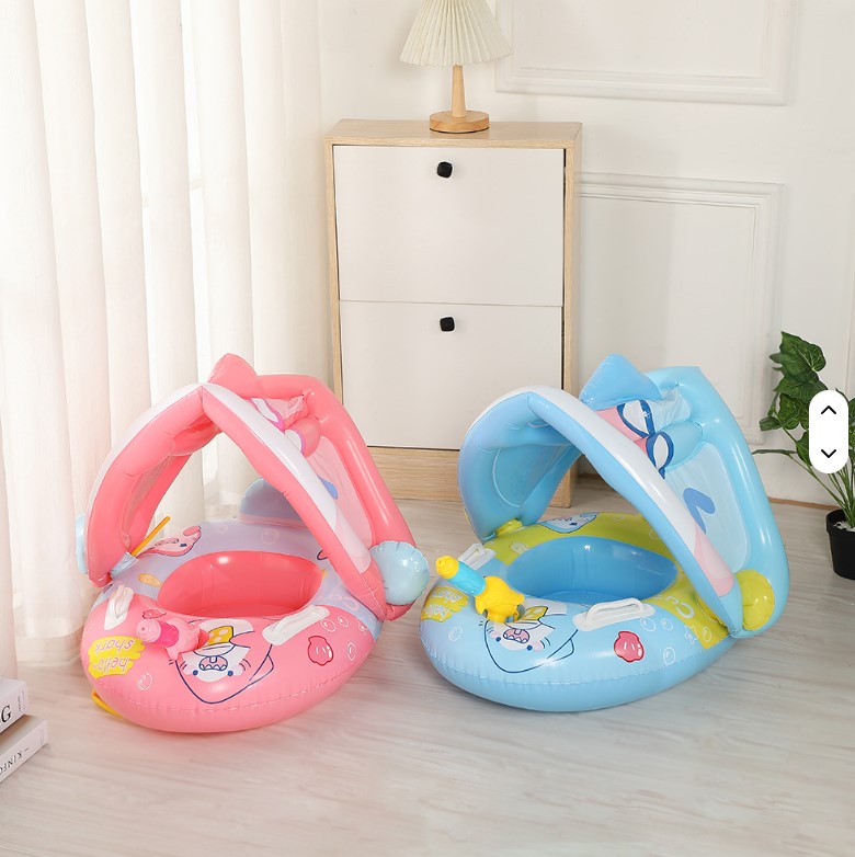 Kids Swimming Float Ring with Canopy PVC Inflatable – Baby Pool Floater, Sunshade Cover, Safe Comfortable Seat, Durable Leak-Proof Design, Fun Water Play Toy for Children, On OfferHot Selling