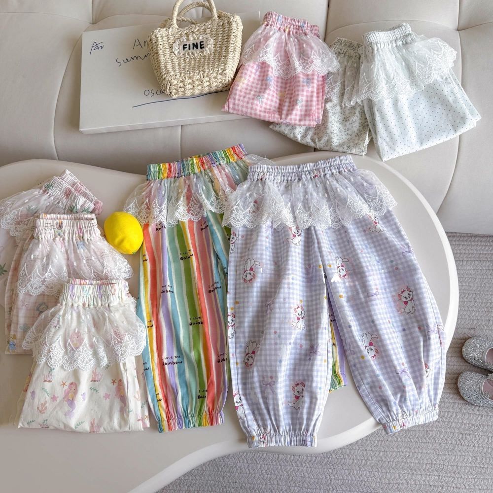 Girls' unique and super cute pants, new summer 2026, thin, loose, casual, adorable baby two-piece mosquito-proof pants.