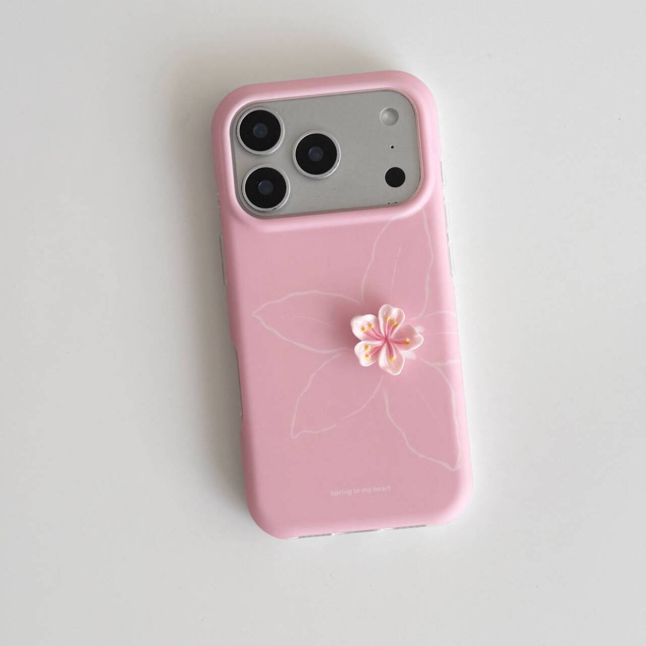 3D soft pink floral design for iPhone 17 Pro/16/15/14/13/12/11, cute and simple matte case