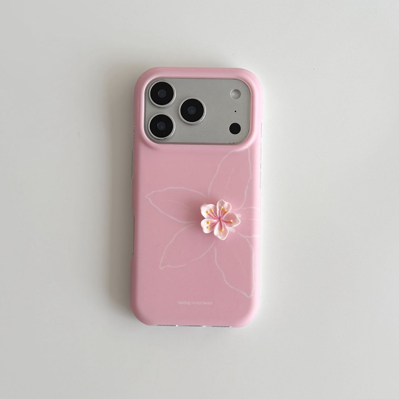 3D soft pink floral design for iPhone 17 Pro/16/15/14/13/12/11, cute and simple matte case