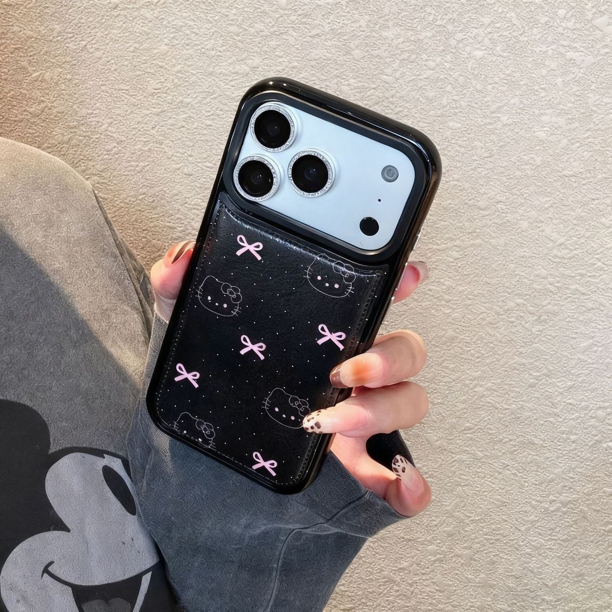 Fits Apple iPhone 17 Pro, leather phone case for iPhone 15, large hole, compatible with iPhone 16/14 Pro Max, bulge-proof