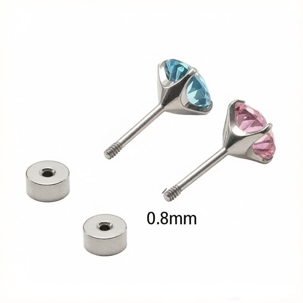 6mm Flashing Hua Zi Ear Studs, 6 Colors, Unique and Versatile Titanium Alloy Hypoallergenic Screw-Back Ear Candles, Can Be Worn While Sleeping
