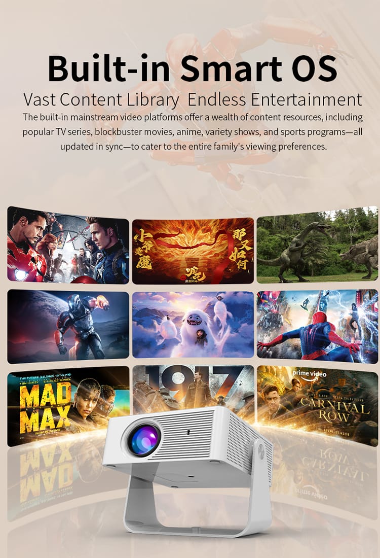 Android projector portable 4k automatic android 11 LCD mini portable WIFI projector HD super bright portable projector with youtube netflix and smart apps