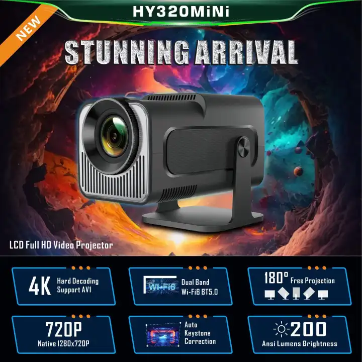 Android projector with wifi and youtube connection short throw LED Android 11 300 ANSI 4k hd resolution hy320 projectors portable mini projector1080p resolution hot sale projectors