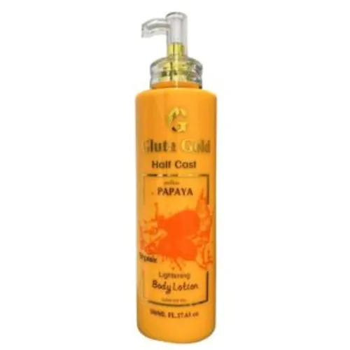 Gluta Gold Half Cast Papaya Organic Lightening Body Lotion 500ml – Glutathione Whitening Lotion, Dark Spot Corrector, Skin Brightening Moisturizer, Even Tone Body Cream, Smooth Radiant Glow