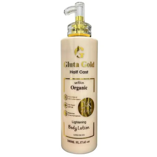 Gluta Gold Half Cast Papaya Organic Lightening Body Lotion 500ml – Glutathione Whitening Lotion, Dark Spot Corrector, Skin Brightening Moisturizer, Even Tone Body Cream, Smooth Radiant Glow