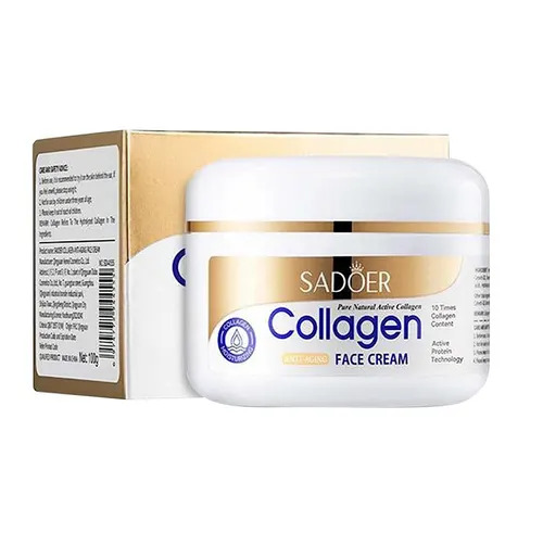 SADOER Collagen Face Cream 100g Anti Aging Moisturizing Face Cream Wrinkle Remover Dark Spot Corrector Skin Brightening Whitening Cream Hydrating Firming Nourishing Facial Skincare for Women Men