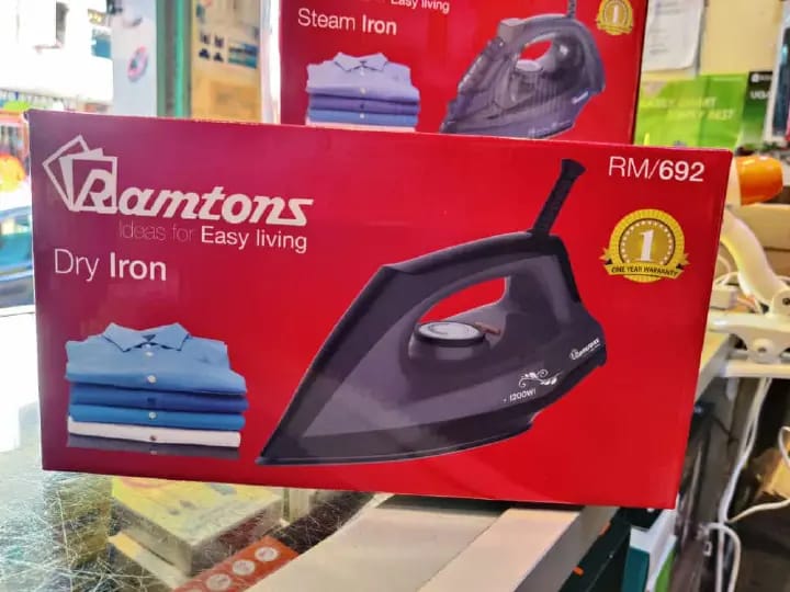 Ramtons Steam Iron Box is a steam iron package designed to make ironing clothes easier and more efficient. It typically includes a steam iron with adjustable settings and basic accessories packed toge