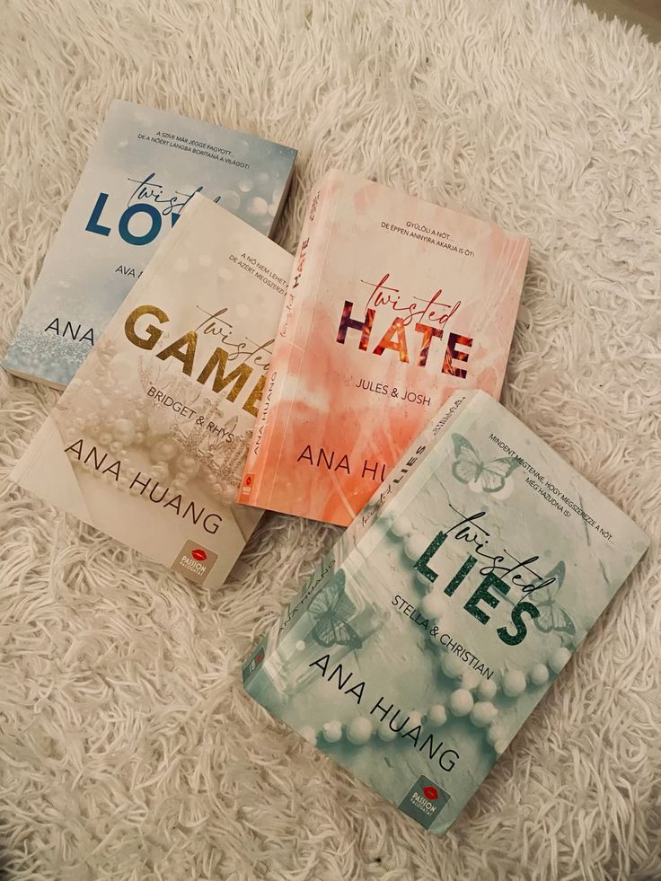 1. Twisted Love by Ana Huang 2. Twisted Game by Ana Huang 3. Twisted Hate by Ana Huang 4. Twisted Lies by Ana Huang