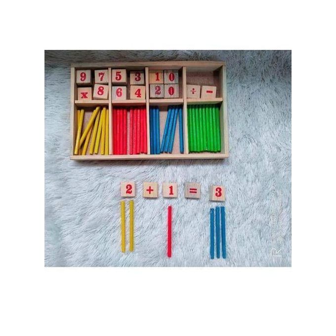 Wooden Math Learning Blocks & Counting Sticks – Fun Educational Toy for Kids (3+)