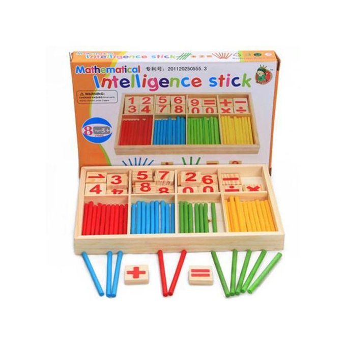 Wooden Math Learning Blocks & Counting Sticks – Fun Educational Toy for Kids (3+)