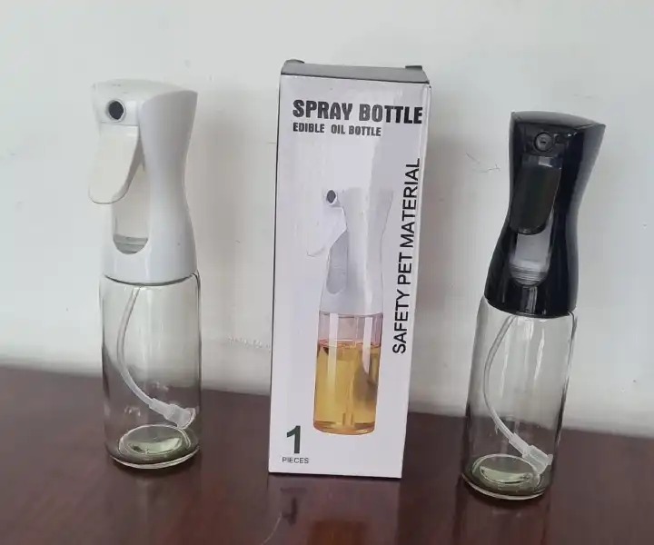 200ml Acrylic oil spray bottle, used to put your preferred cooking oil,vinegar,ideal for healthy cooking.it has a non clogging nozzle, ergonomic trigger handle and a suction pipe with filter